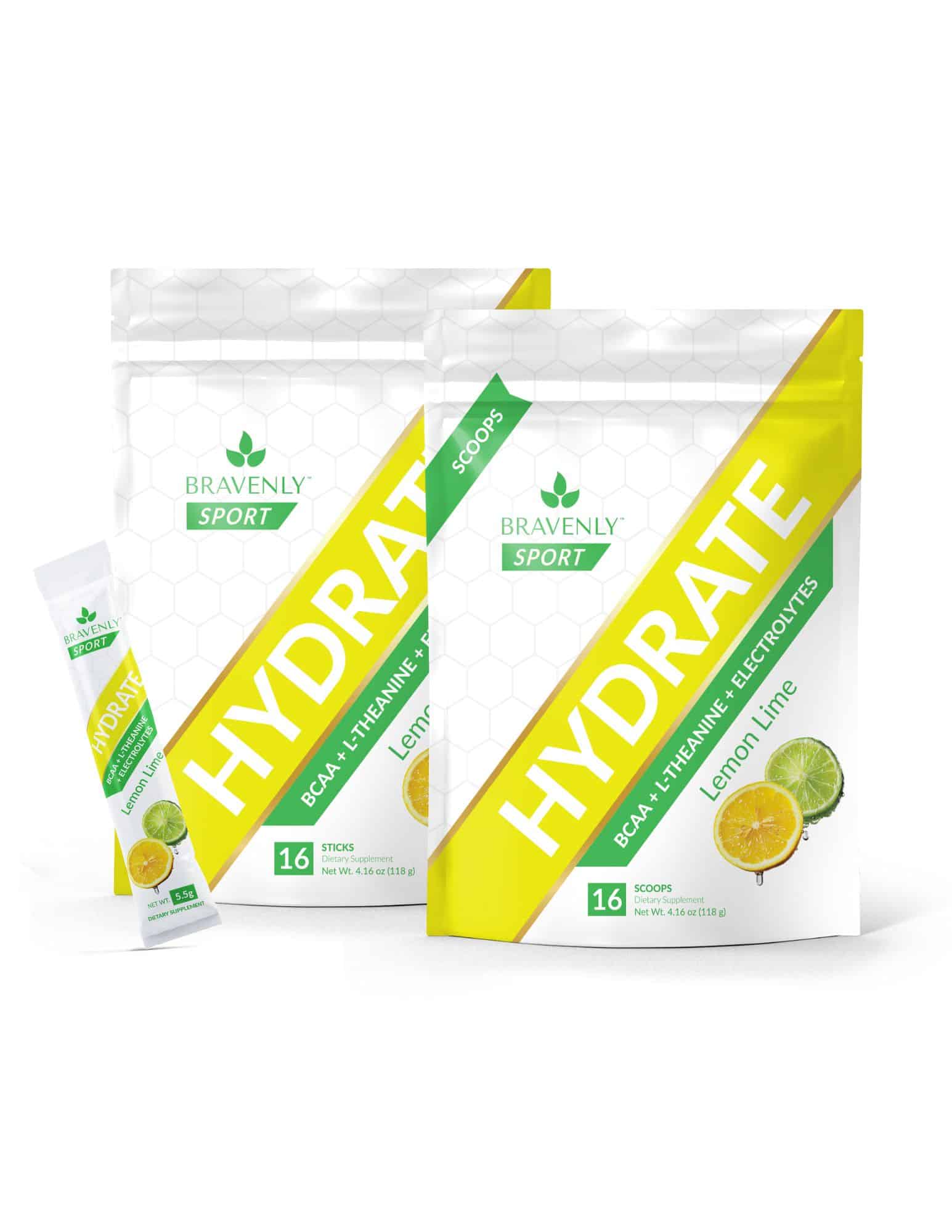 Bravenly Sport - Hydrate (BCAA + L-Theanine + Electrolytes) Lemon Lime (Limón Lima)
